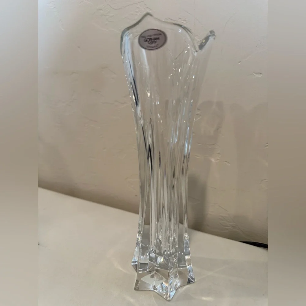 Vintage Gorham Crystal Vase Lotus Flower Full Lead Crystal W Germany 8.5” Estate